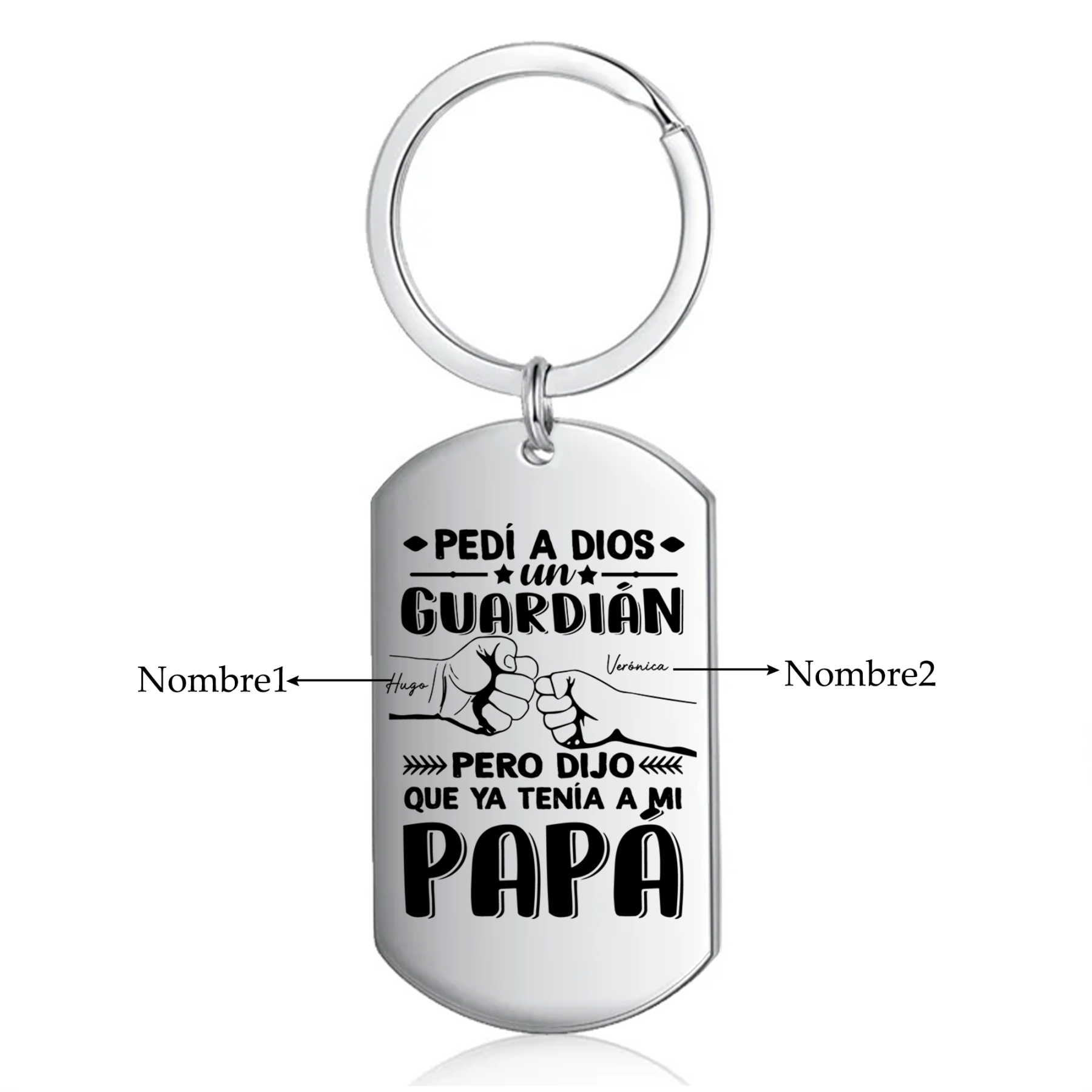 A mi papá-Llavero Personalizado PAPÁ MI GUARDIÁN 2 Nombres-Jessemade ES