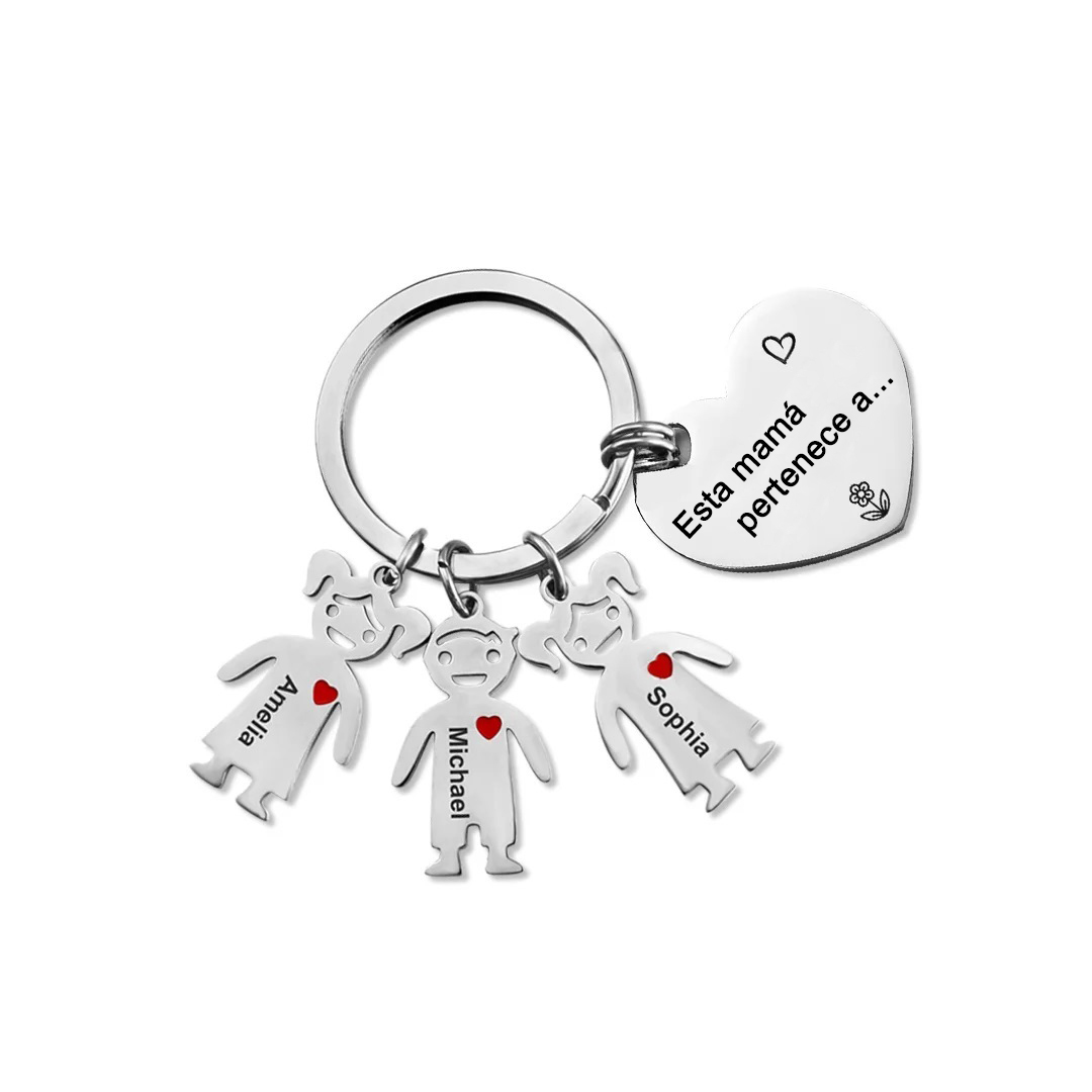 A mi mamá - Llavero con 3 nombres personalizados en "niños"-Jessemade ES