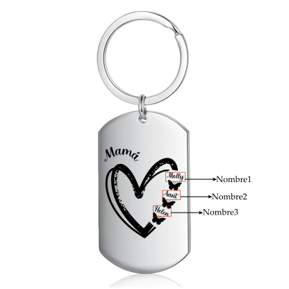 A mi mamá-Llavero 1-6 Nombres Personalizados CORAZÓN Y MARIPOSAS-Jessemade ES