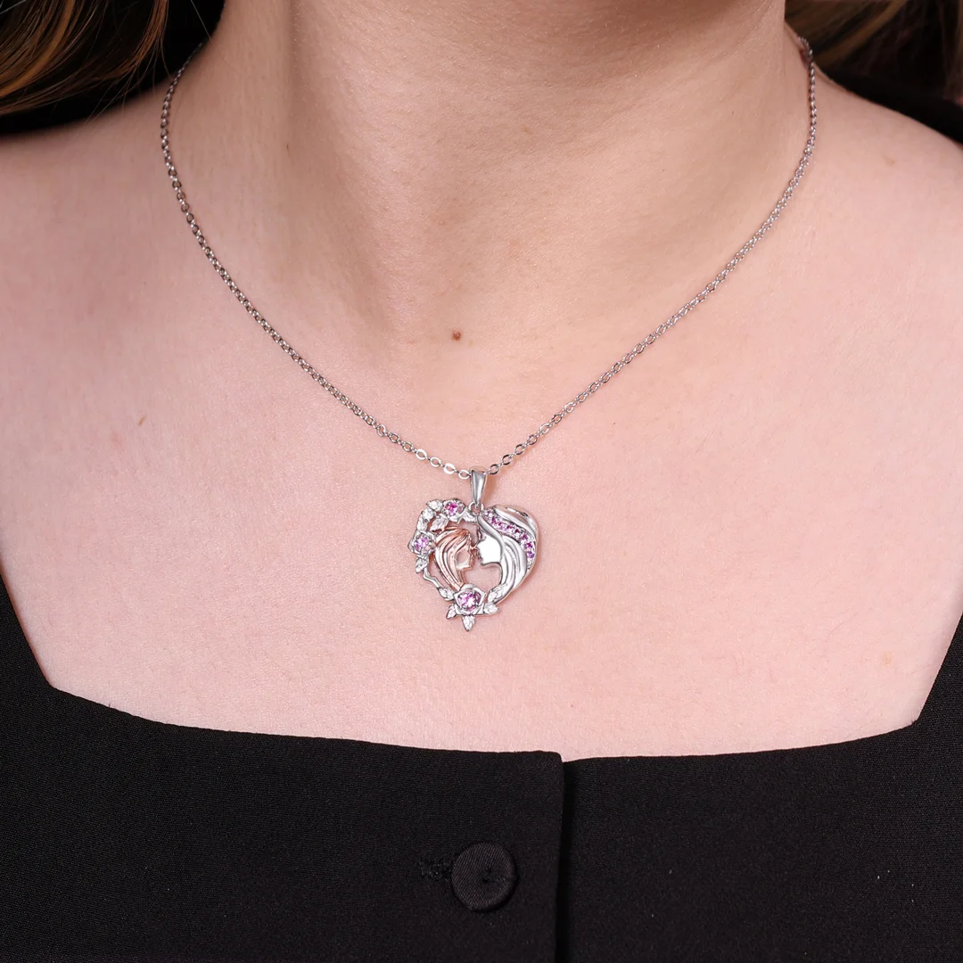 Collar de corazón madre y niña cara a cara-Jessemade ES