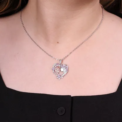 Collar de corazón madre y niña cara a cara-Jessemade ES