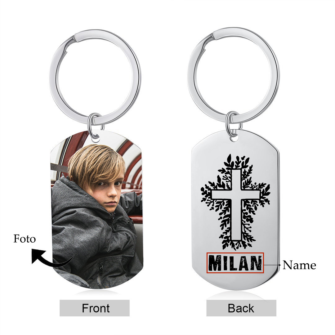 Comunión-Llavero con icono de comunión 1 foto y 1 nombre personalizados-Jessemade ES