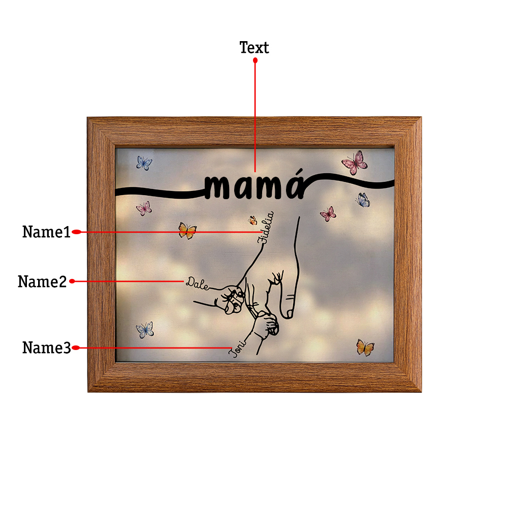 A mi mamá-Marco de 2-7 nombres y 1 texto personalizados de madera-Jessemade ES