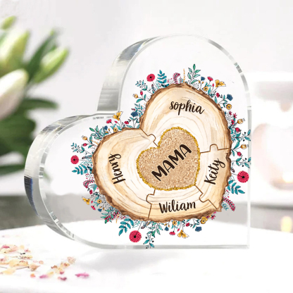 A mi mamá/abuela-Placa de acrílico "Corazones" en forma de corazón 5 nombres personalizados-Jessemade ES