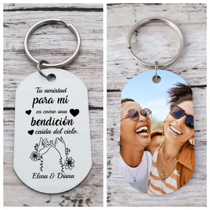 A mi amiga - Llavero con 2 nombres personalizados con foto-Jessemade ES