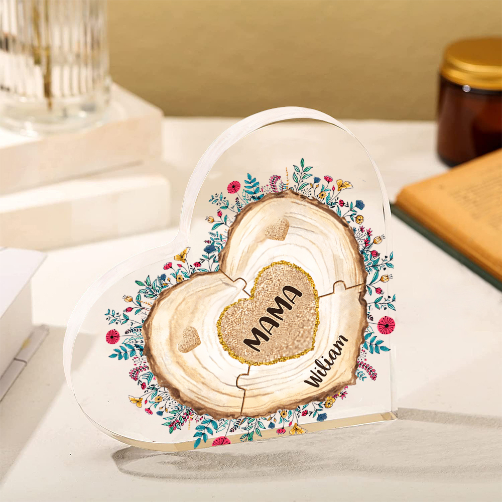 A mi mamá/abuela-Placa de acrílico "Corazones" en forma de corazón 2 nombres personalizados-Jessemade ES