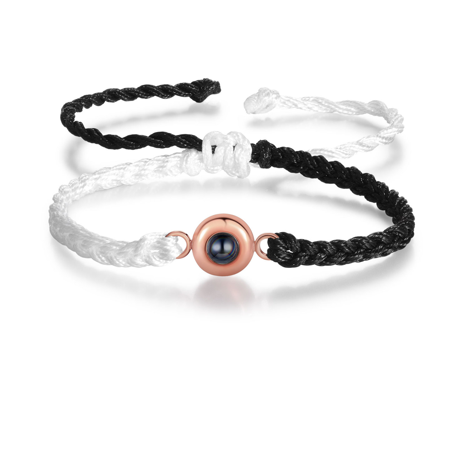 Pulsera de cuerda con proyección de foto en color con dije circular pulsera ajustable-Jessemade ES