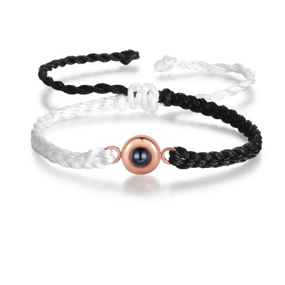 Pulsera de cuerda con proyección de foto en color con dije circular pulsera ajustable-Jessemade ES