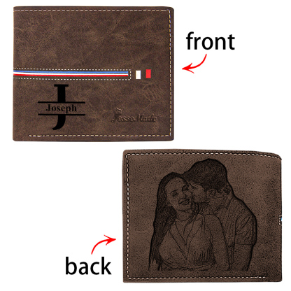 Cartera, billetera personalizada con 1 foto, 1 nombre y 1 letra monedero para hombre-Jessemade ES