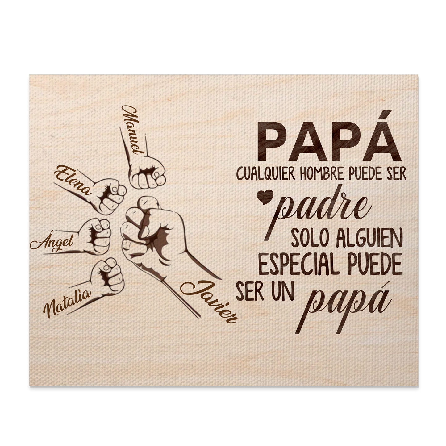 A mi papá - Lámina 2-6 nombres personalizados marco de madera puño con puño-Jessemade ES