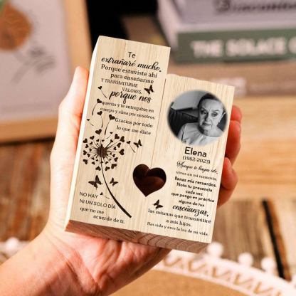 Candelero de dos piezas en memoria de ser querido de madera nombre, foto y año personalizados sin vela-Jessemade ES