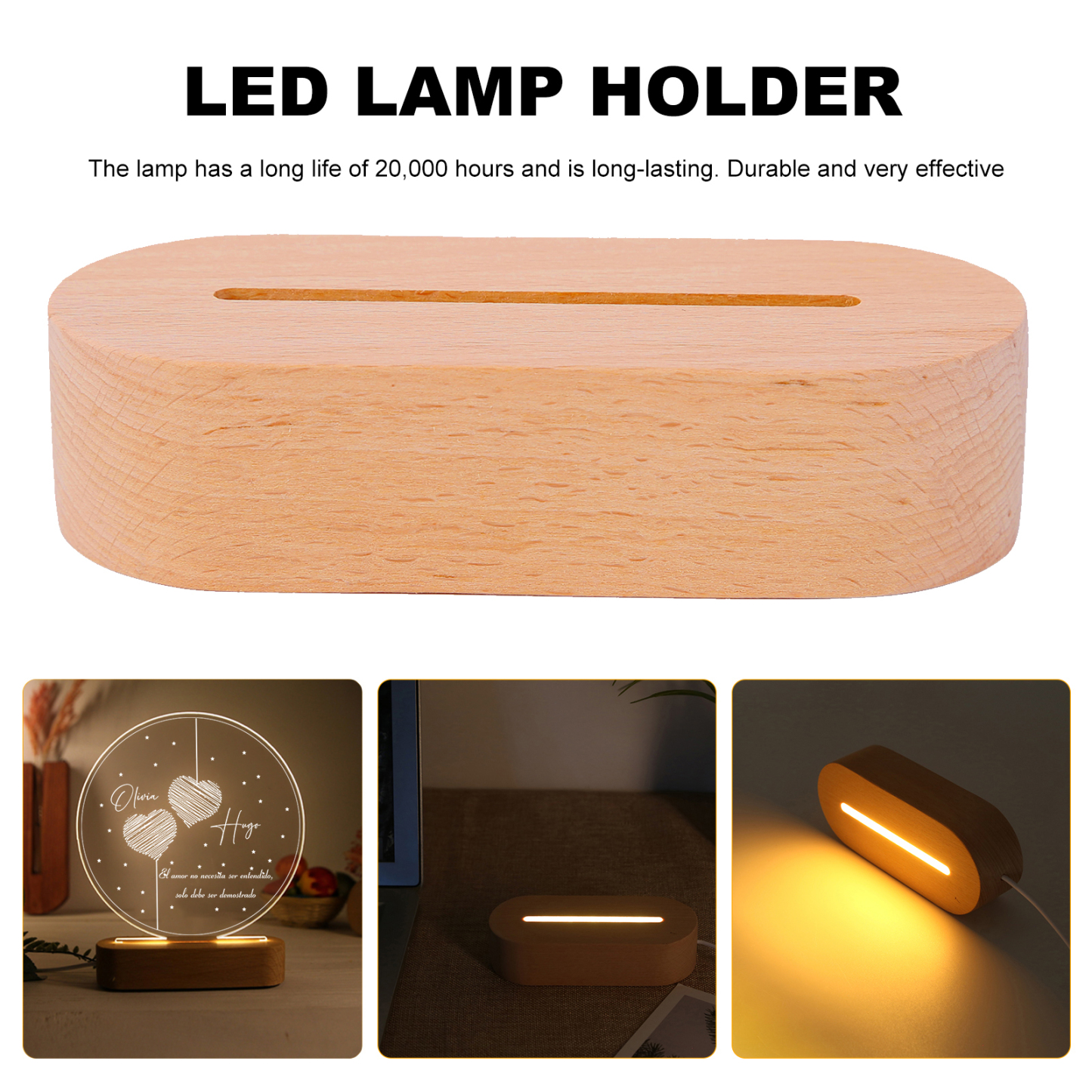 Valentín-Lámpara Ilusión 3D Luz de Noche LED Dos Corazones Acercándose con 2 Nombres Personalizados-Jessemade ES