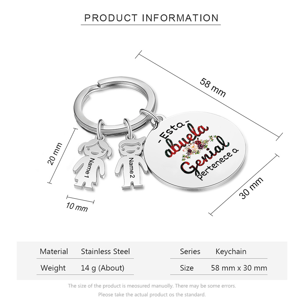 A mi abuela - Llavero con 1-5 nombres personalizados en "niños"-Jessemade ES