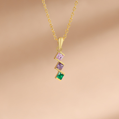 Collar para mujer con 3 piedras de nacimiento personalizadas-Jessemade ES