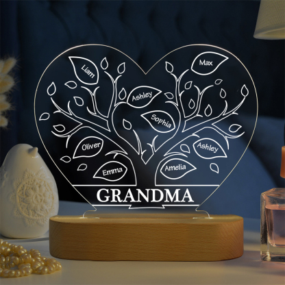 A mi mamá/abuela-Lámpara Personalizada con 2-8 Nombres y Texto "árbol de la vida" 3D Ilusión Luz de Noche-Jessemade ES