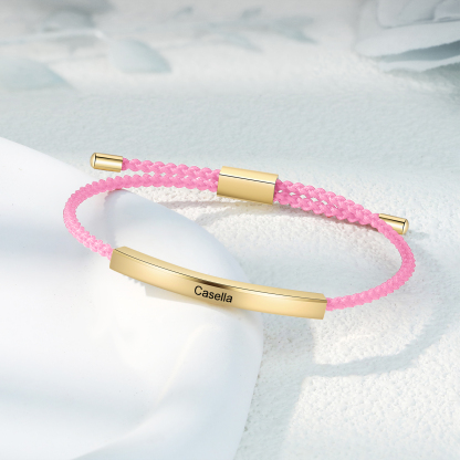 Pulsera de cuerda tejida a mano con nombre y texto personalizados seis colores