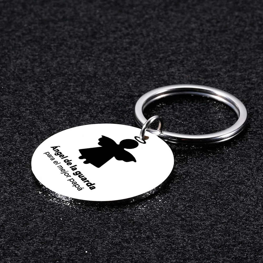 A mi hija-Llavero de placa "ángel de la guarda" 1 texto y 1 foto personalizados-Jessemade ES