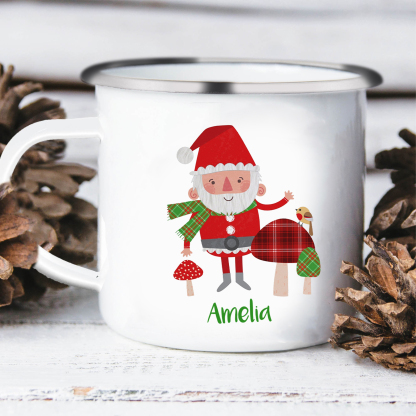 Navidad-Taza Papá Noel para niños con 1 nombre personalizado