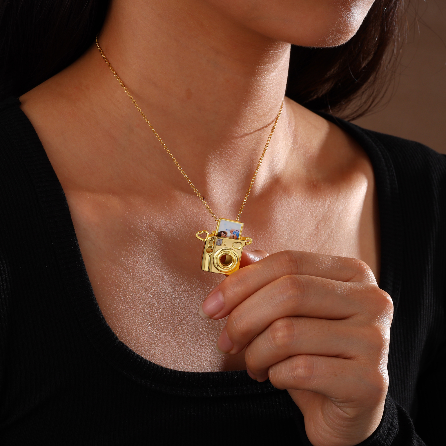 Collar de cámara con foto para niñitas con 1 foto personalizada-Jessemade ES