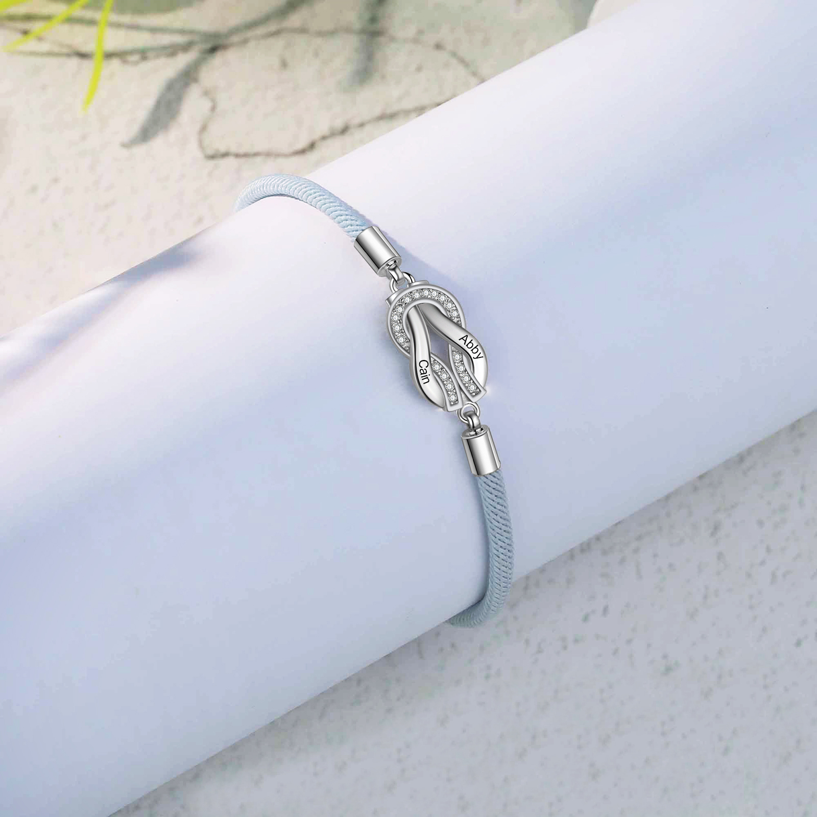 Pulsera para mujer personalizada con 2 nombres nudo infinito-Jessemade ES