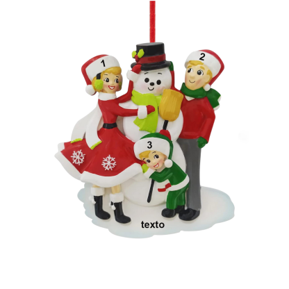 Navidad-Muñecos Ornamentos Navideños 3 Nombres con Texto Personalizados Adorno de Madera