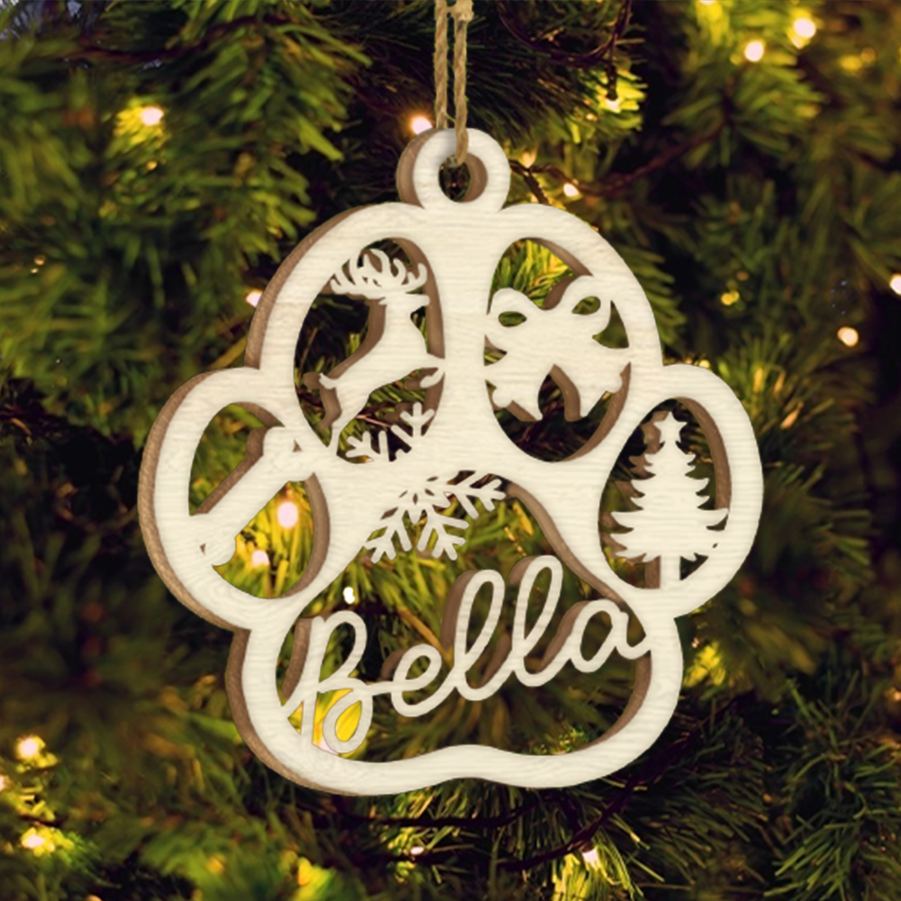 Navidad-Ornamento navideño de patas de perros y gatos 1 nombre personalizado