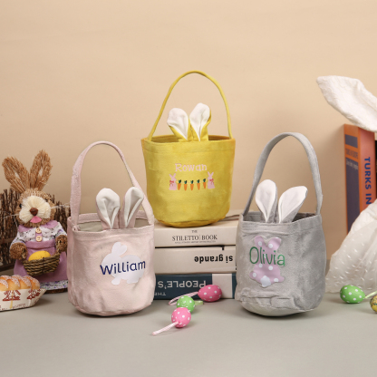 Pascua-Bolsa de conejo con 1 nombre personalizado-Jessemade ES