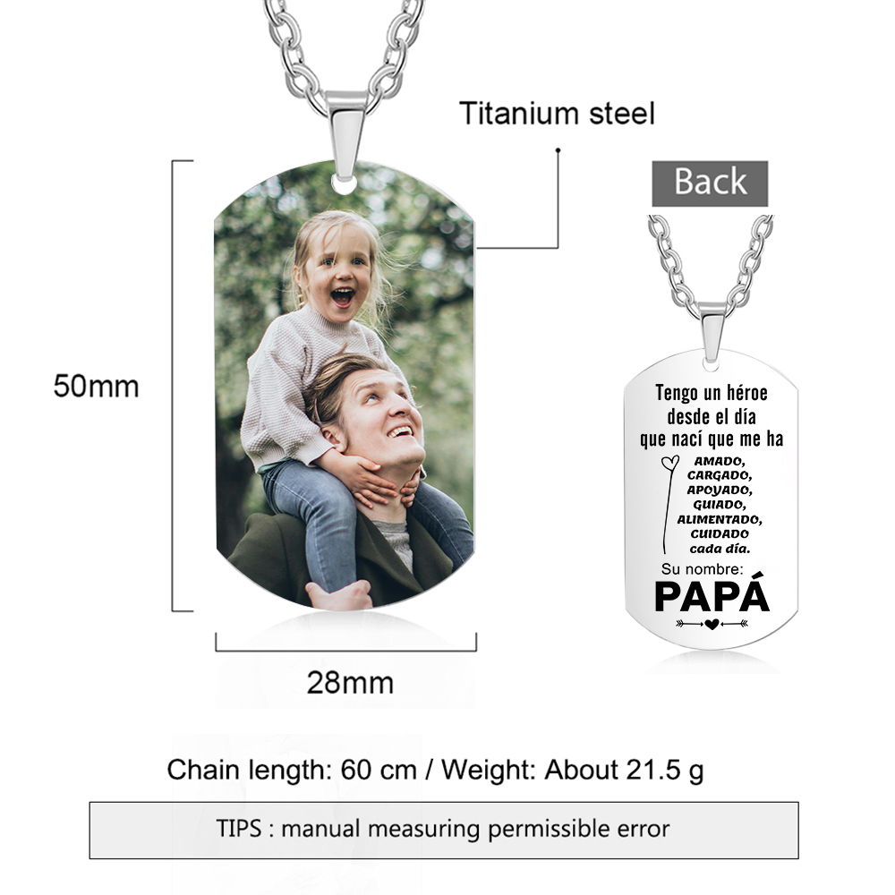 A MI PAPÁ-Collar de placa personalizada con foto-Jessemade ES