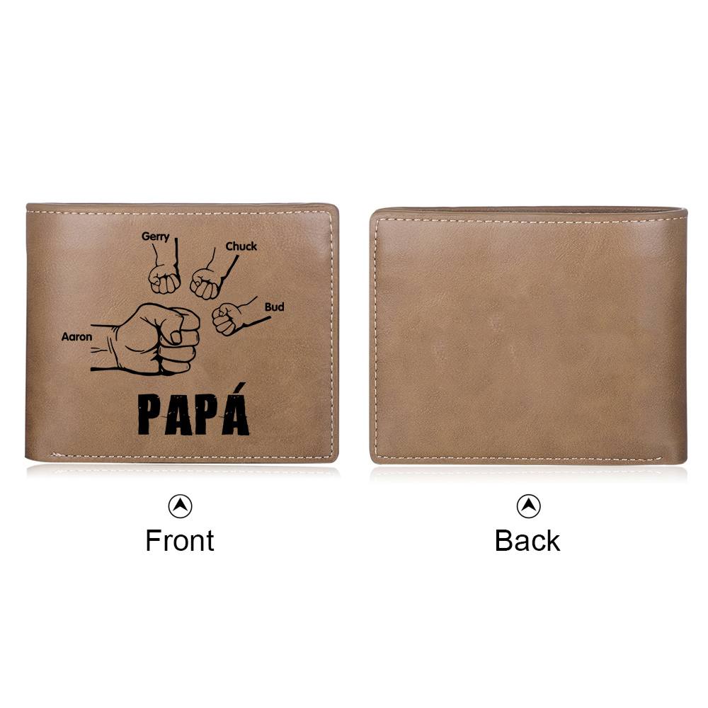 A mi papá-Cartera 2-5 nombres y foto personalizados billetera clásica puño a puño -Jessemade ES