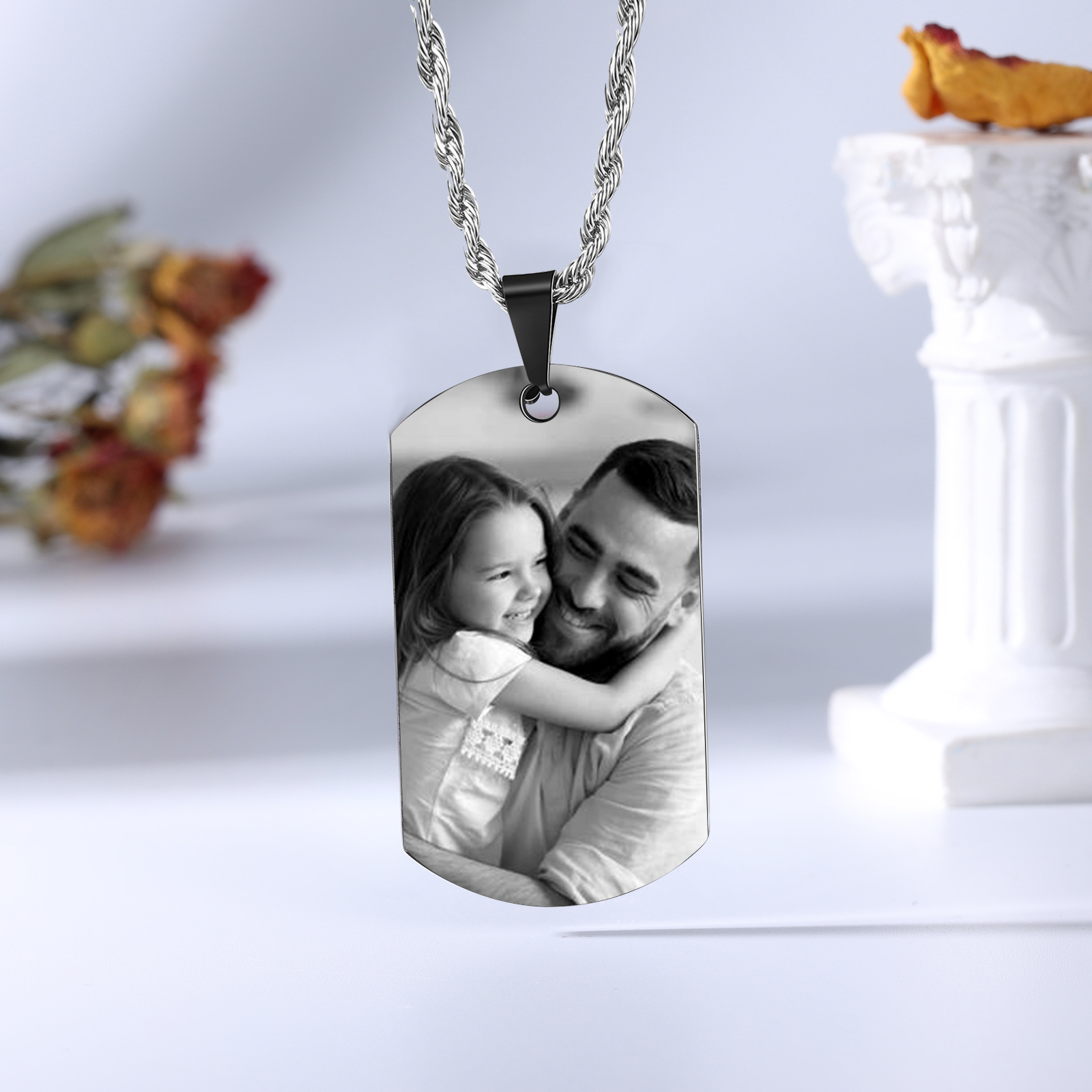 A MI PAPÁ-Collar "papá mola" de placa personalizada con texto y foto-Jessemade ES