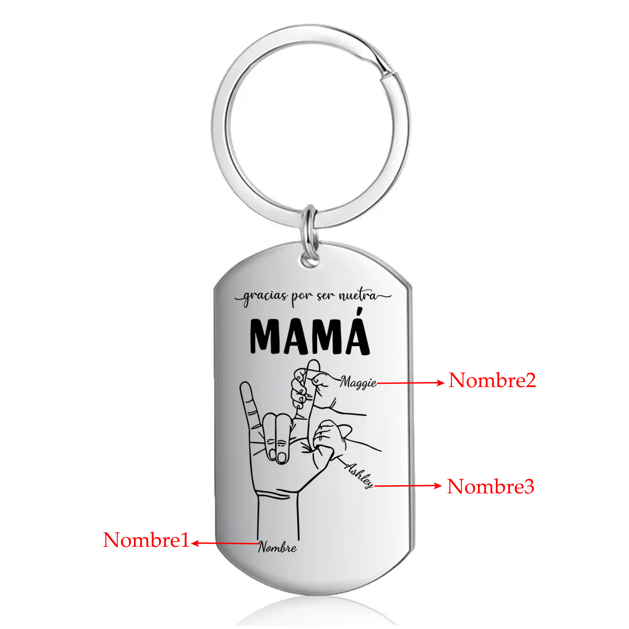 A mi mamá-Llavero 2-6 Nombres Personalizados "DEDOS COGIDOS"-Jessemade ES