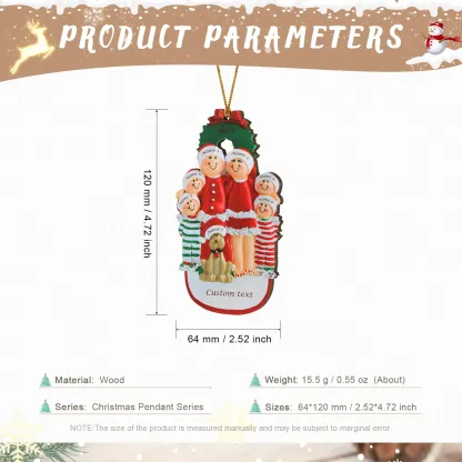 Navidad-Muñecos Ornamentos Navideños con Perro 7 Nombres y 1 Año con Texto Personalizados Adorno de Madera