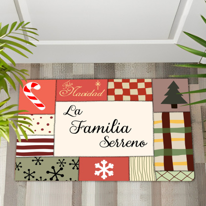 Navidad-felpudo/alfombra de entrada elementos de navidad personalizado con 1 texto-Jessemade ES