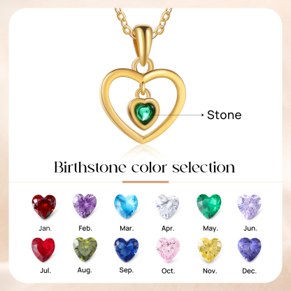 Collar de corazón con 1 piedra de nacimiento personalizada-Jessemade ES