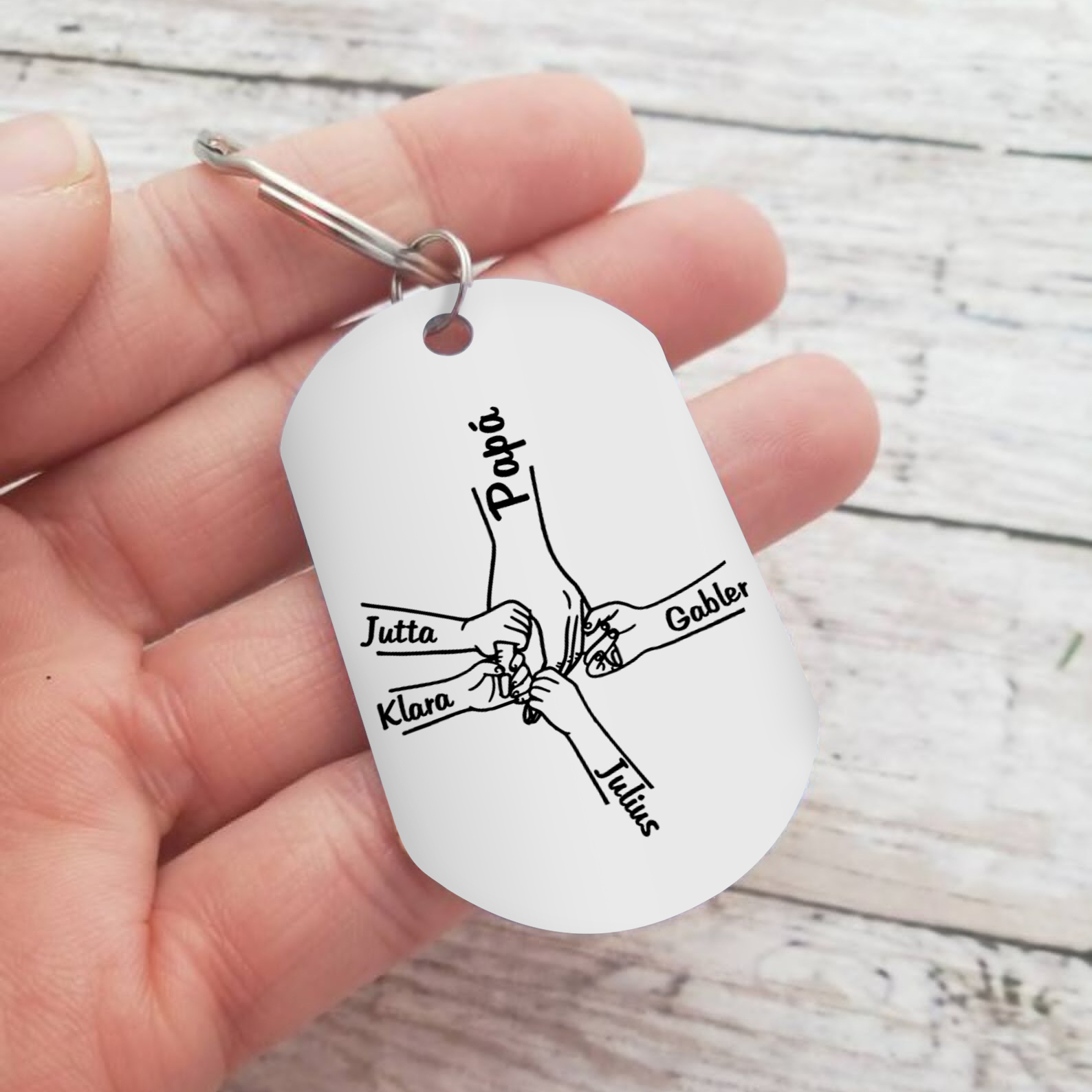 A mi papá-Llavero Personalizado MANOS COGIDAS 1-5 Nombres-Jessemade ES