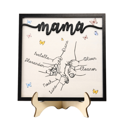 A mi mamá-Adorno 2-7 nombres personalizados decoración de madera mano con manitos-Jessemade ES