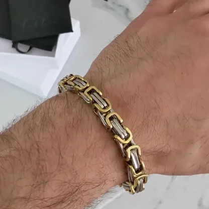 Pulsera de doble cadena cubana de acero inoxidable para hombre
