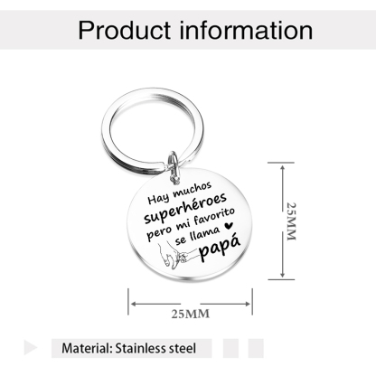 A mi papá-Llavero de placa redonda "papá mi superhéroe"-Jessemade ES