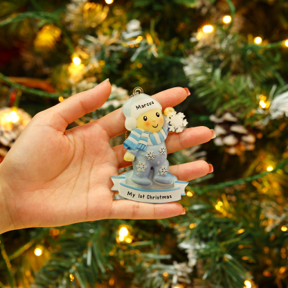 Navidad-Bebé Ornamento Navideño 1 nombre y texto personalizados