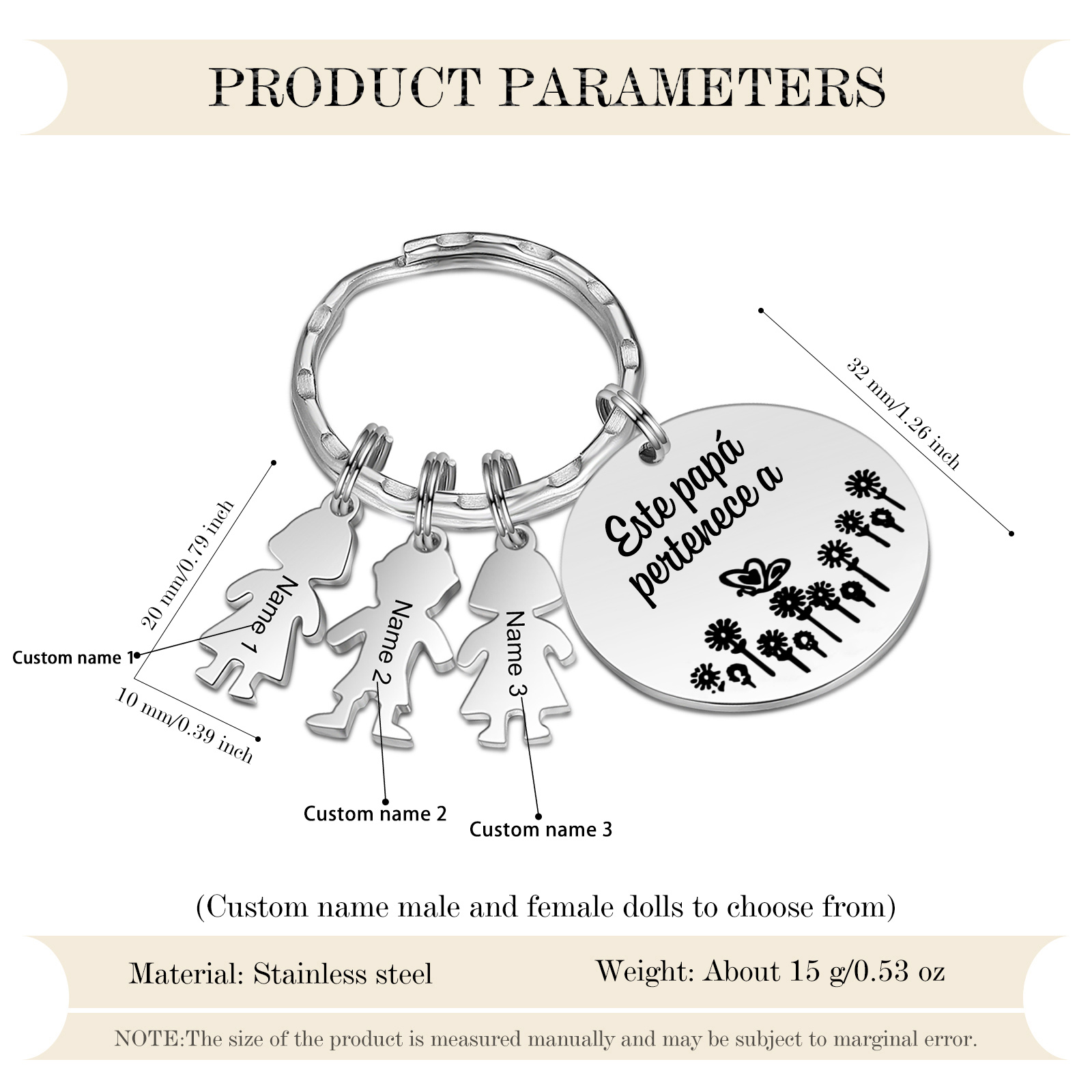 A mi papá - Llavero con 1-5 nombre personalizado en "niños"-Jessemade ES