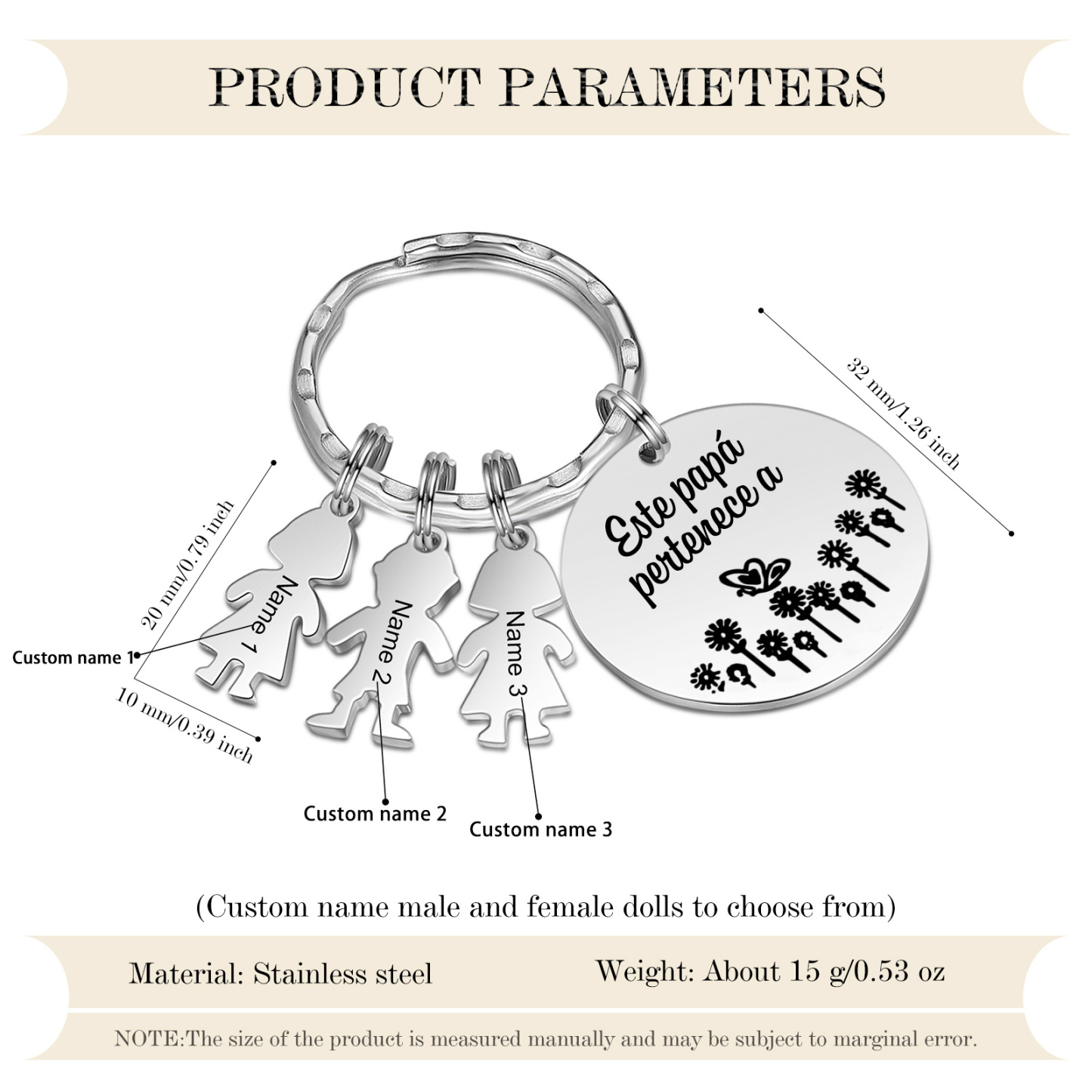 A mi papá - Llavero con 1-5 nombre personalizado en "niños"-Jessemade ES