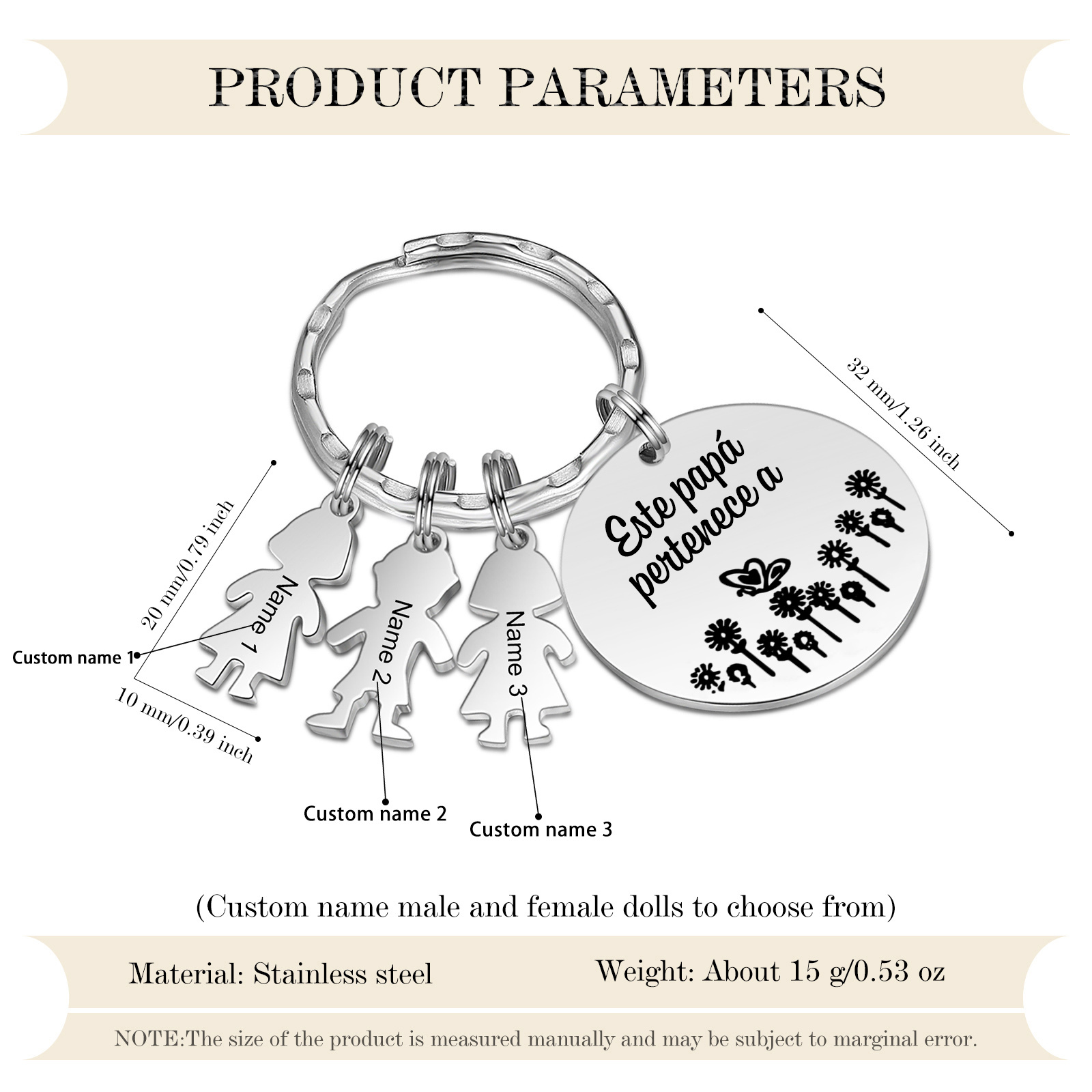 A mi papá - Llavero con 1-5 nombre personalizado en "niños"-Jessemade ES