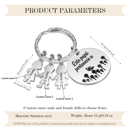 A mi papá - Llavero con 1-5 nombre personalizado en "niños"-Jessemade ES
