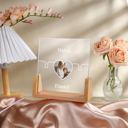 A mi mamá/abuela-Lámpara Personalizada con 2-7 Nombres y Foto "rompecabezas" 3D Ilusión Luz de Noche-Jessemade ES