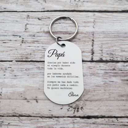 A mi papá-Llavero de placa con palabras amorosas personalizado con 1 nombre-Jessemade ES