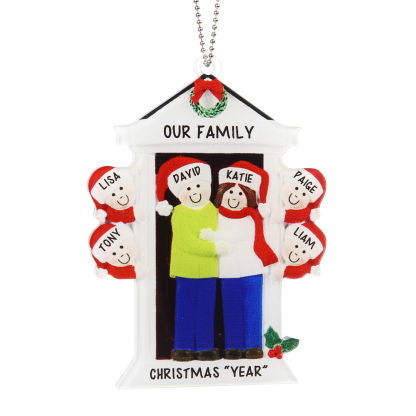 Navidad-Ornamentos Navideños de Acrílico Familia en Puerta 6 Nombres Personalizados con 2 Textos