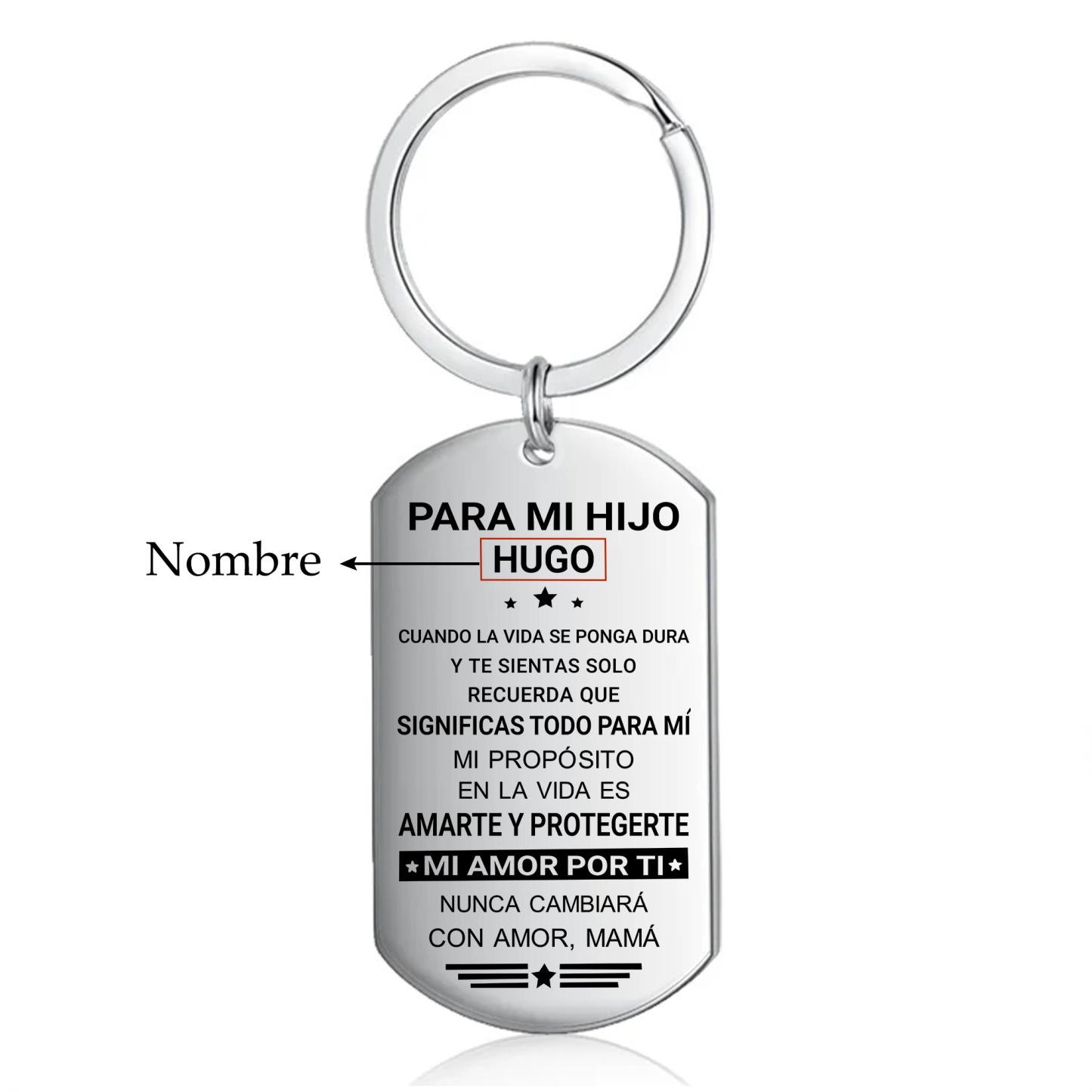 A mi hijo-Llavero de placa "significas todo para mi" de mamá personalizado con 1 nombre-Jessemade ES