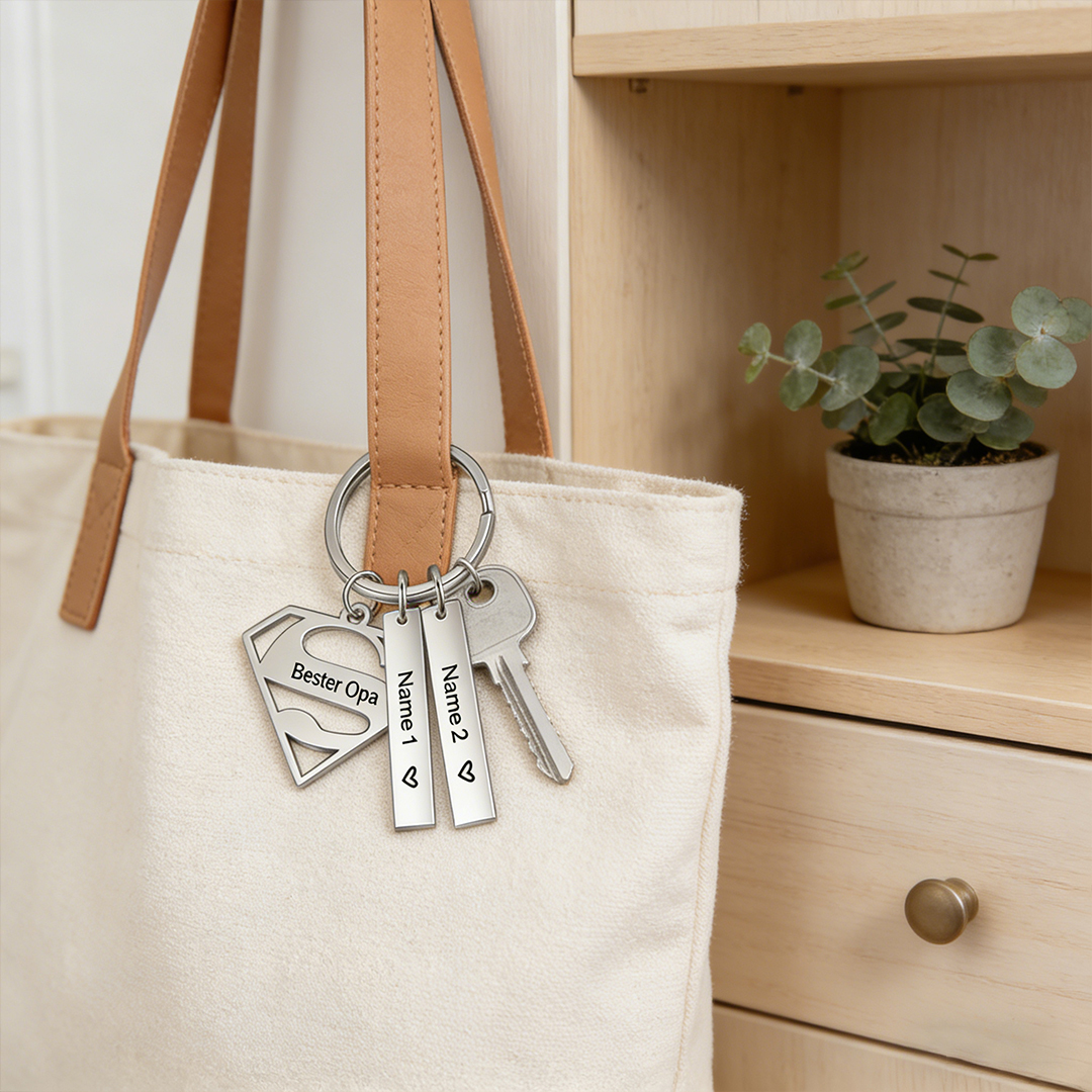 A mi papá - Llavero Superman con 2 nombres personalizados con texto