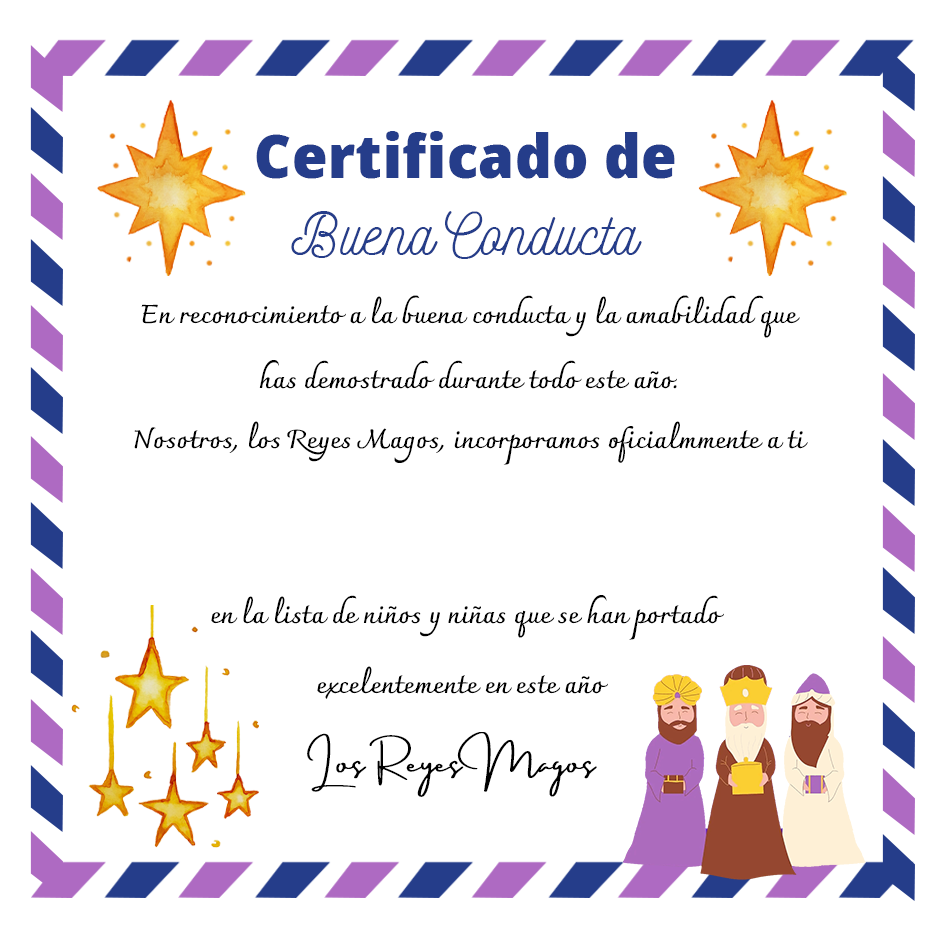 Una tarjeta-Certificado de los Reyes Magos-Jessemade ES