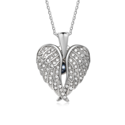 Collar de alas de ángel abiertas personalizado con 1 foto en proyección-Jessemade ES